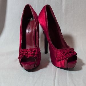 Call It Spring Red Satin Pumps